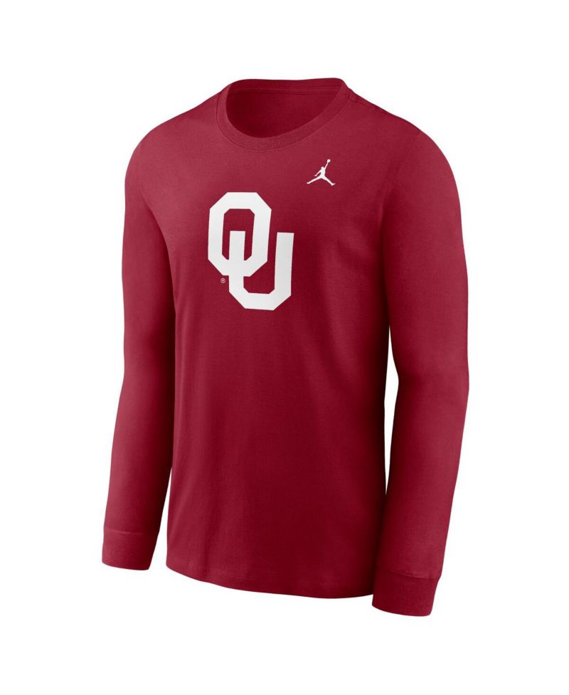 Men's Crimson Oklahoma Sooners Primary Logo Long Sleeve T-Shirt