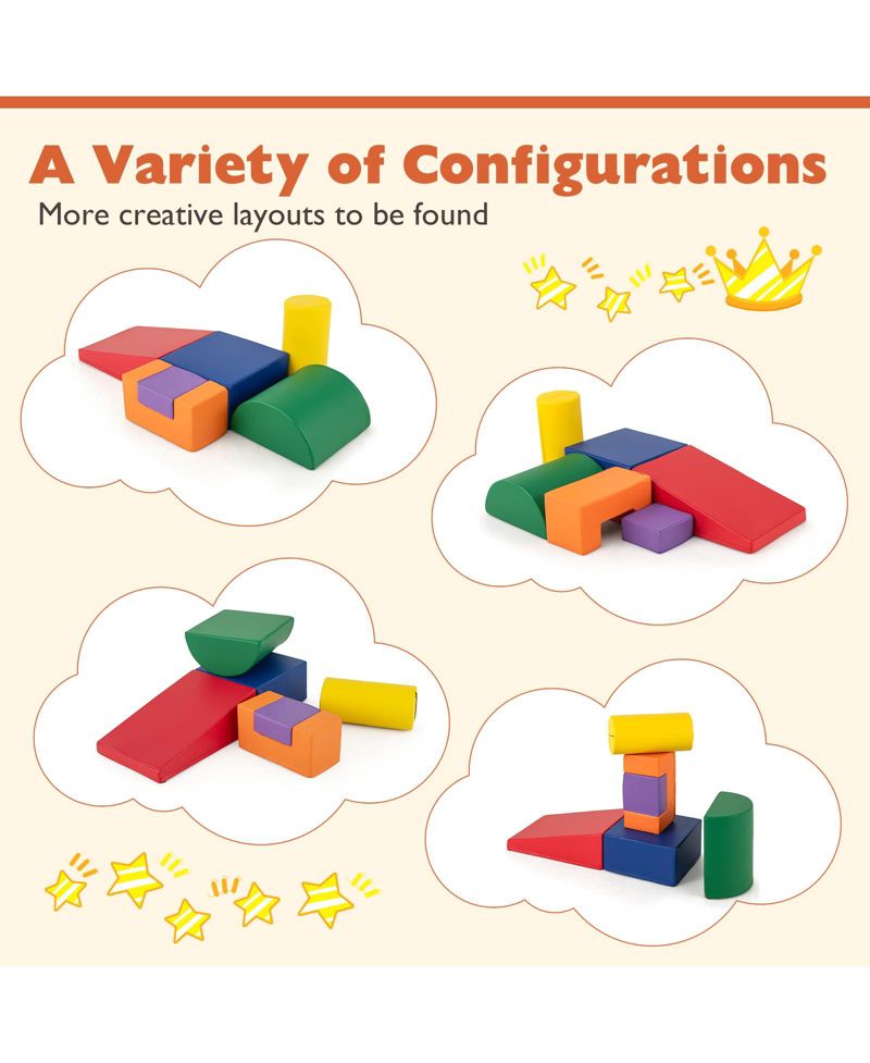Kids 6-Piece Indoor Foam Activity Blocks for Climbing, Crawling, and Play