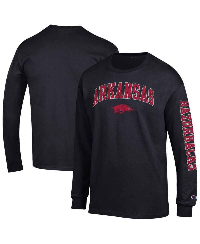 Men's Cardinal Arkansas Razorbacks Arch Over Logo 2-Hit Long Sleeve T-Shirt