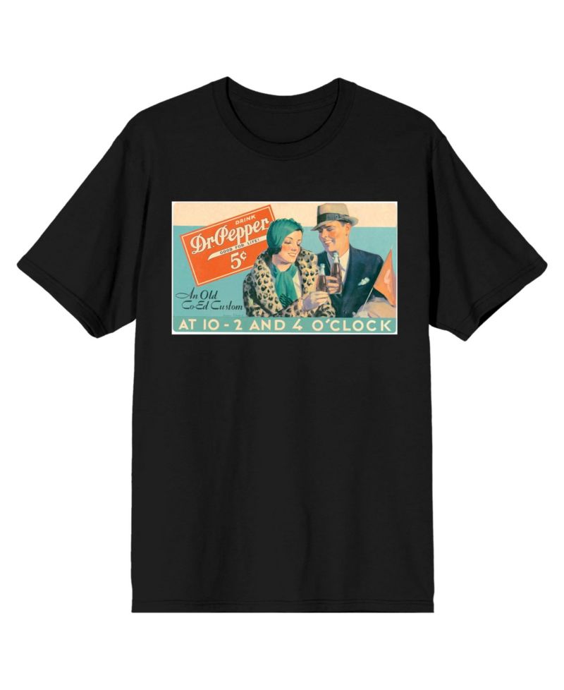 Men's Dr Pepper Vintage Advertisement Black Short Sleeve Tee-L