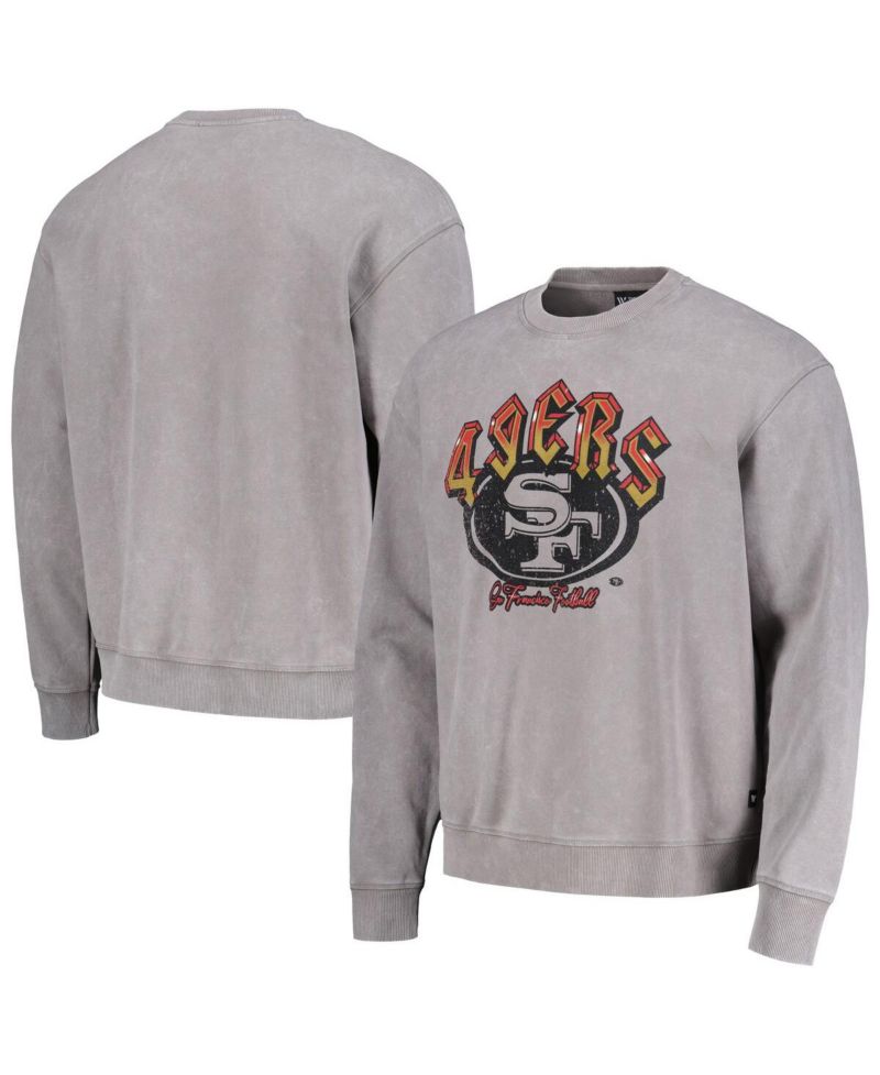 Men's and Women's Gray San Francisco 49ers Distressed Pullover Sweatshirt