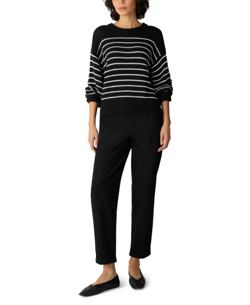 Women's Long-Sleeve Crewneck Stripe Sweater