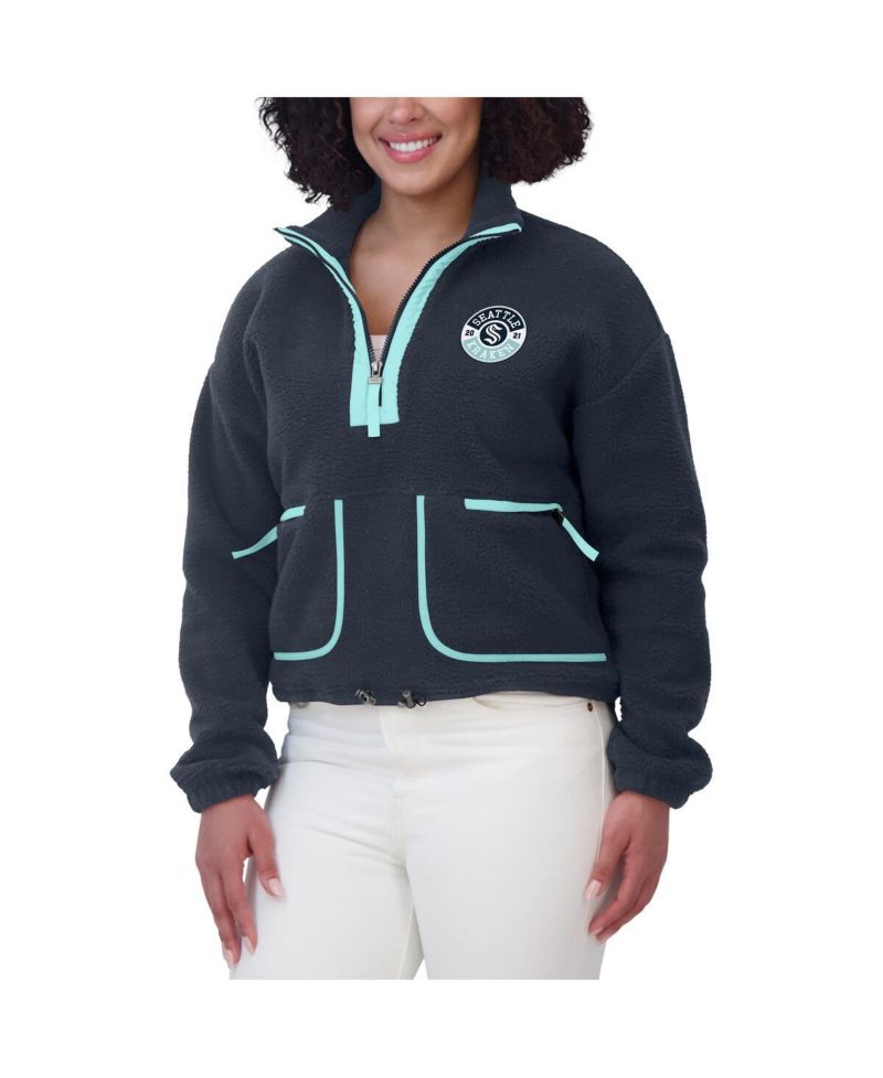 Women's Deep Sea Blue Seattle Kraken Polar Fleece Half-Zip Jacket