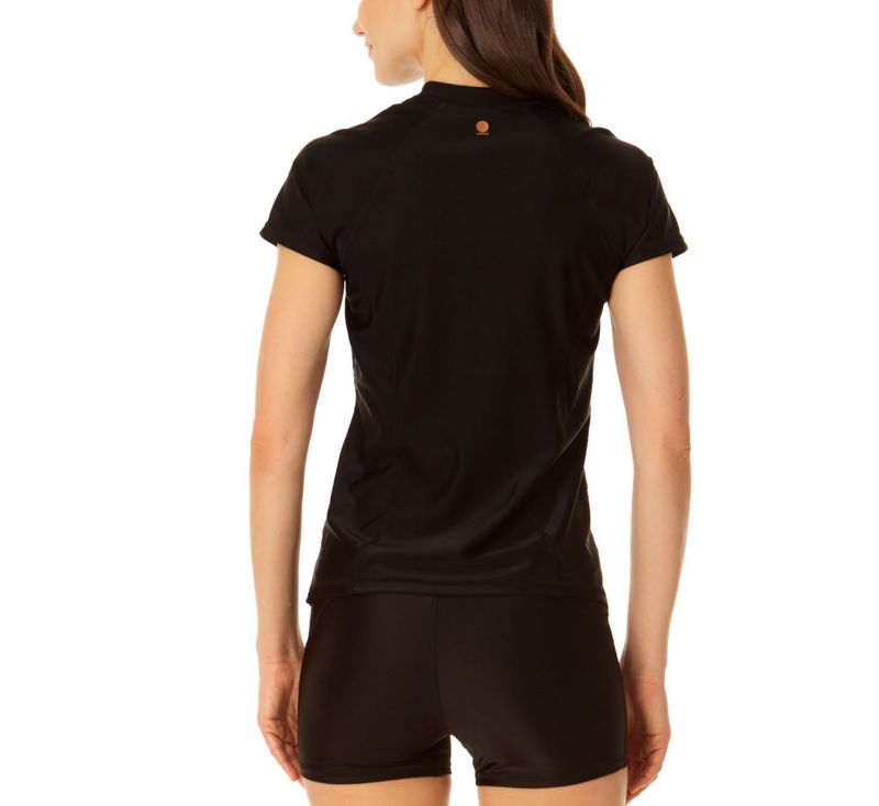 Women's Short Sleeve Zip Front Rashguard Top