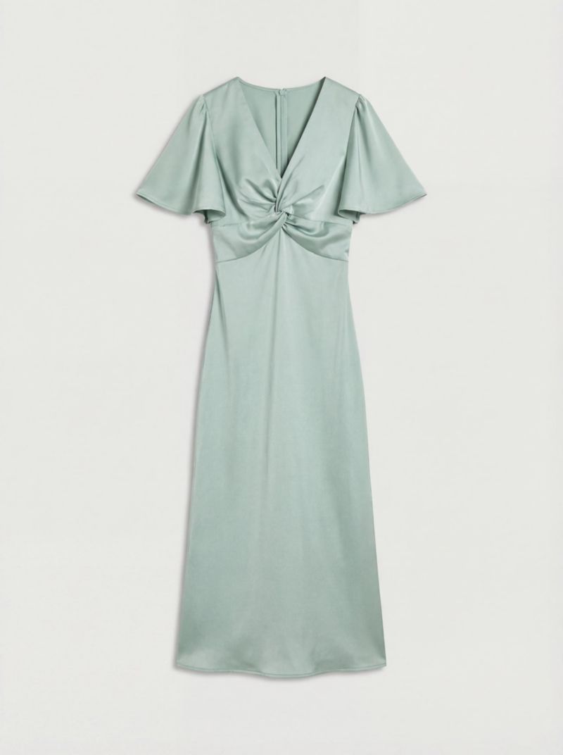 Women's Angel Sleeve Midi Bridesmaid Dress