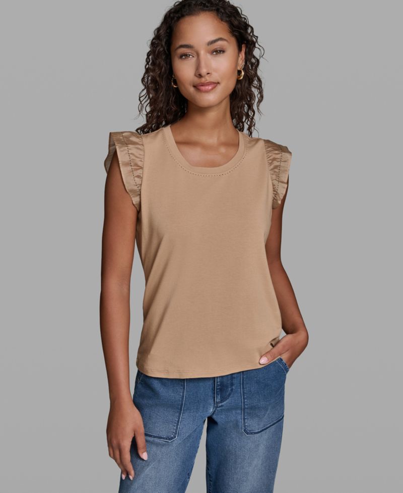Women's Sleeveless Ruffle Knit Top