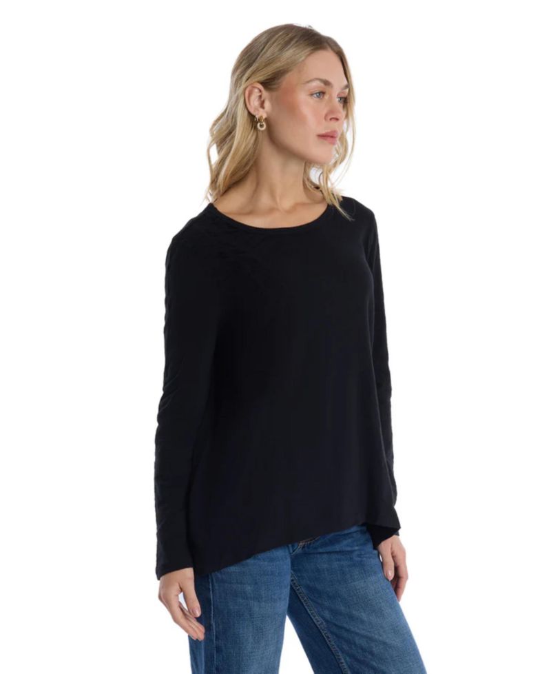 Women's Clothing Wide Neck Long Sleeve Tee