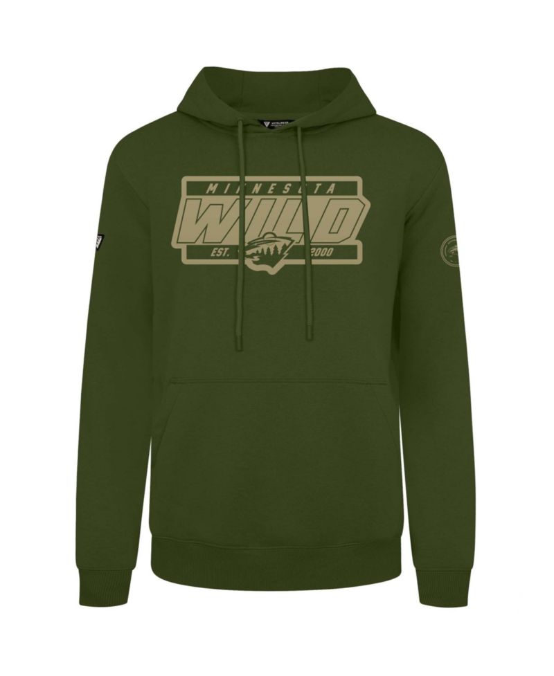 Men's Olive Minnesota Wild Podium Pullover Hoodie