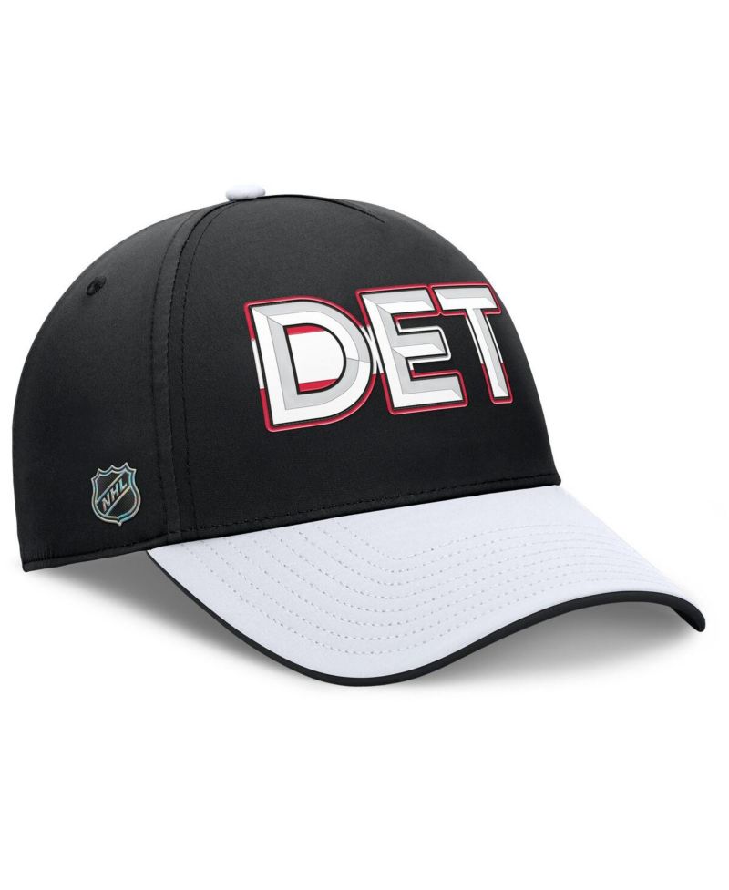 Men's Black/White Detroit Red Wings Authentic Pro Rink Team Code Flex Hat