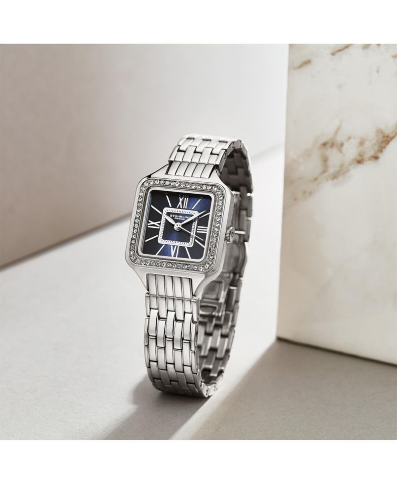 Confidant 4020 Women s Square Watch - Quartz Movement, 27mm Case, Crystal-Accented Bezel, Stainless Steel Bracelet