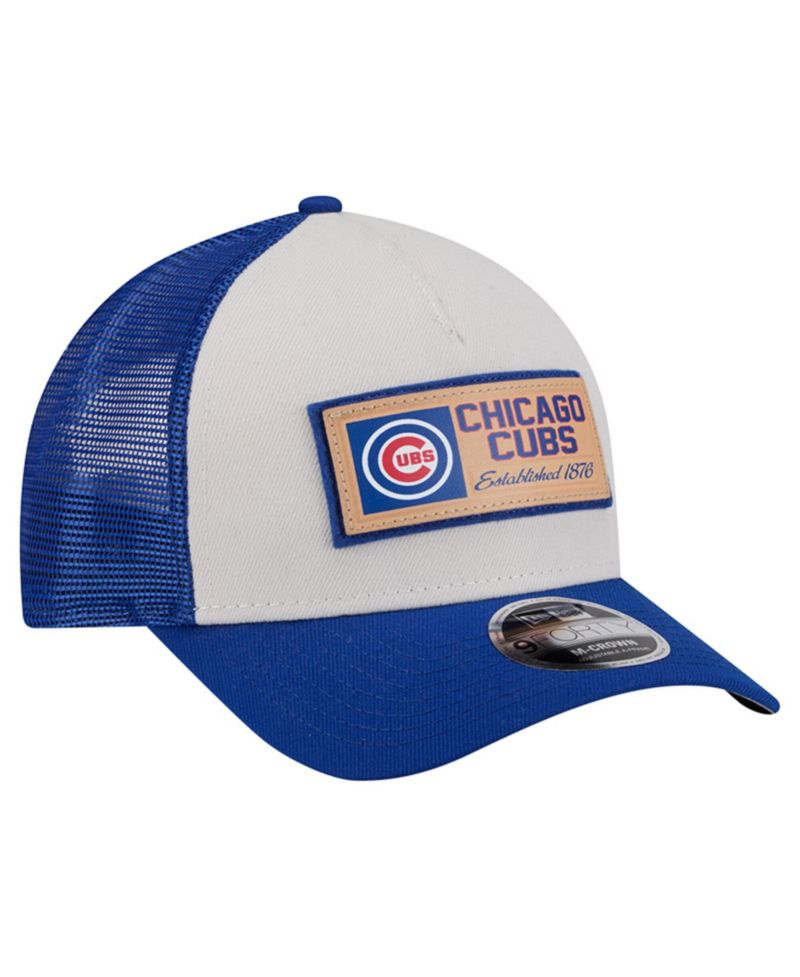 Men's Stone/Royal Chicago Cubs Text A-Frame Trucker 9FORTY Hat