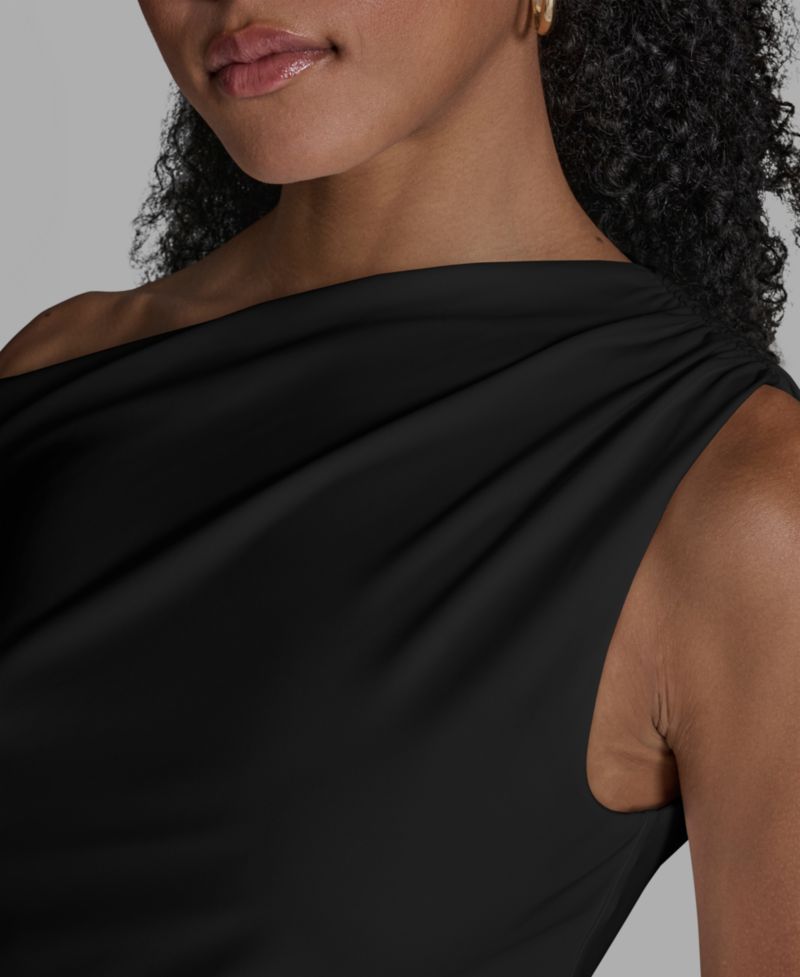 Women's Sleeveless Ruched Boat Neck Top
