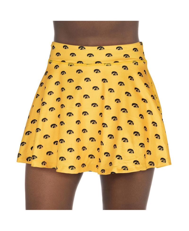 Women's Gold Iowa Hawkeyes All-Over Print Flowy Skort