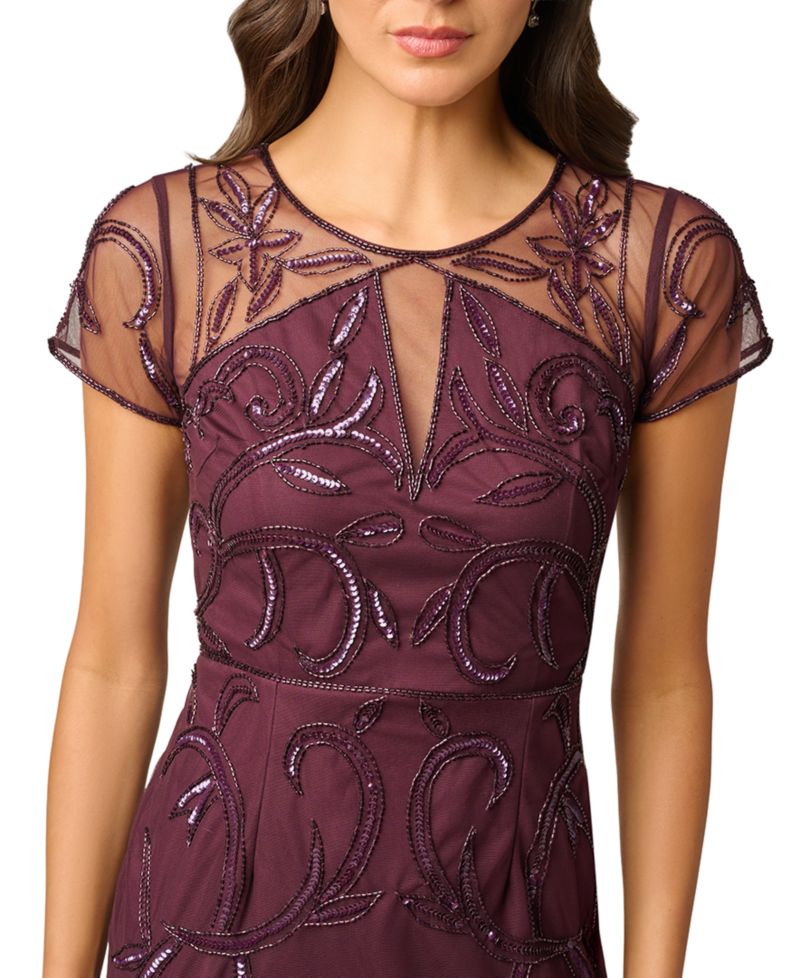 Women's Beaded Short-Sleeve Sheath Dress