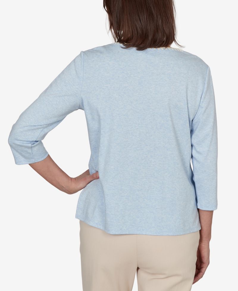 Petite Camden Market Floral Stitches Heathered Knit Top