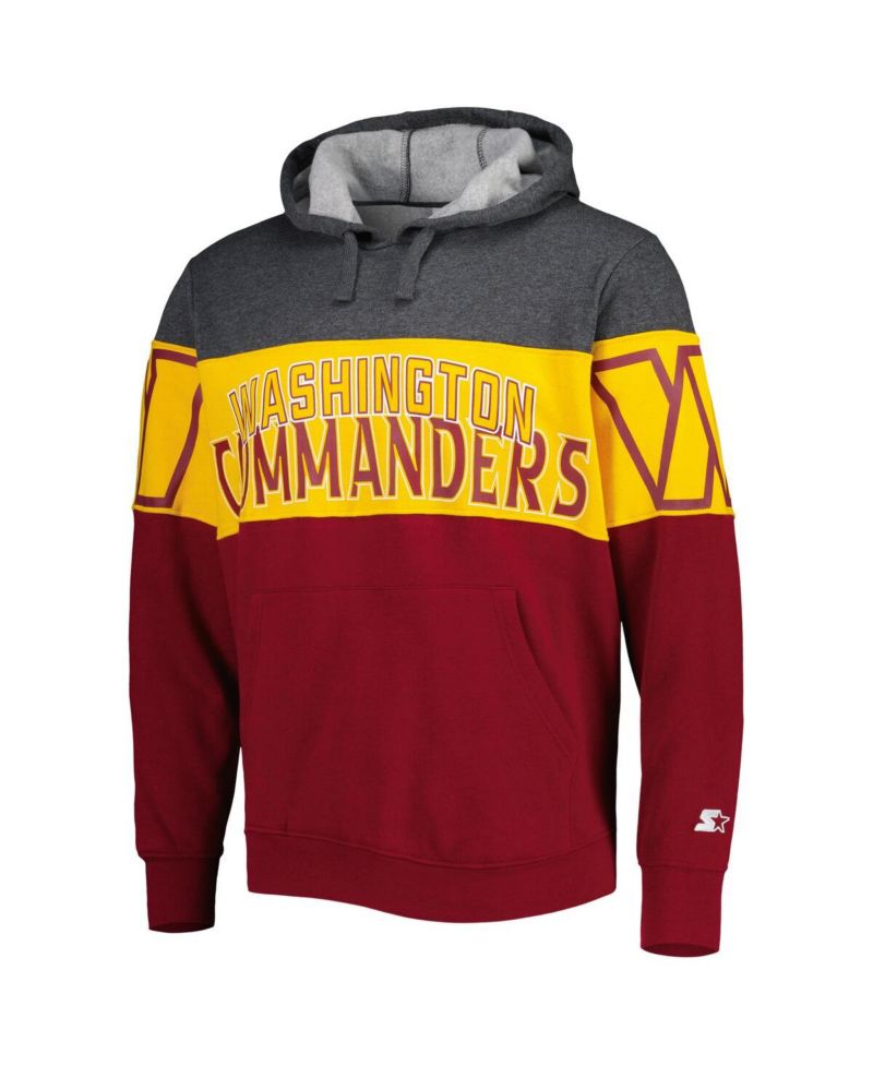 Men's Heather Charcoal, Burgundy Washington Commanders Extreme Pullover Hoodie
