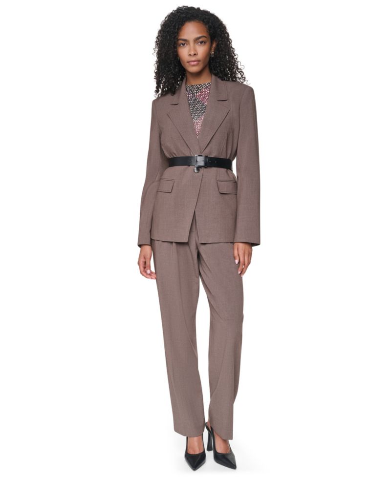 Women's Belted Notch Collar Stretch Blazer