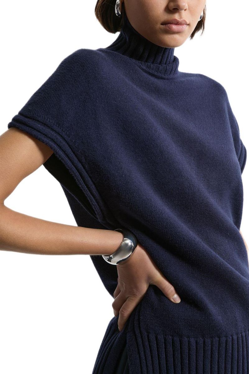 Women's High Neck Knitted Tunic Top