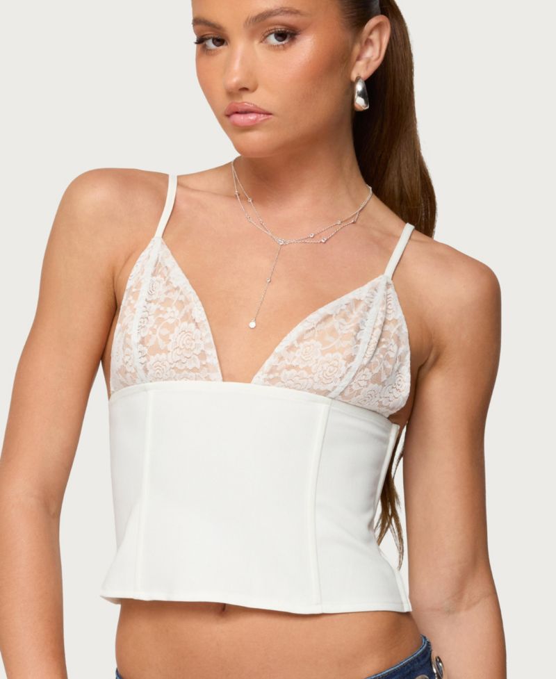 Women's Keesha Lacey Boned V Neck Top