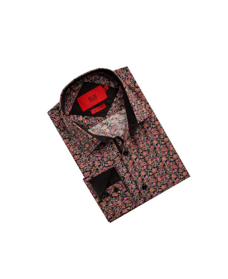 Men's Slim Fit Paisley Print Button-Down Shirt By