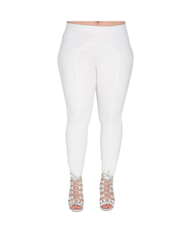 Plus Size Ivory Stretch Ponte Skinny Legging Pants