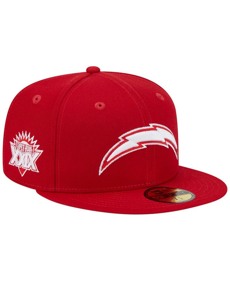 Men's Scarlet Los Angeles Chargers Super Bowl XXIX Main Patch 59FIFTY Fitted Hat