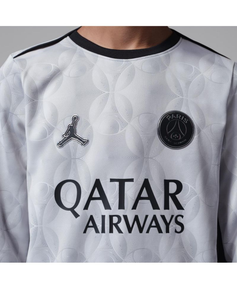 Jordan Big Boys and Girls Gray Paris Saint-Germain Long Sleeve Pre-Match Dri-FIT Jersey