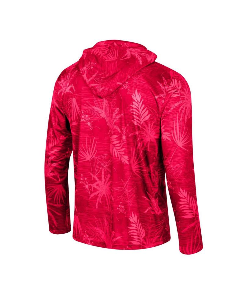 Men's Red NC State Wolfpack Palms Printed Lightweight Quarter-Zip Hooded Top