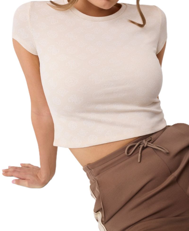 Women's Marilu Allover Jacquard Cropped Short-Sleeve T-Shirt