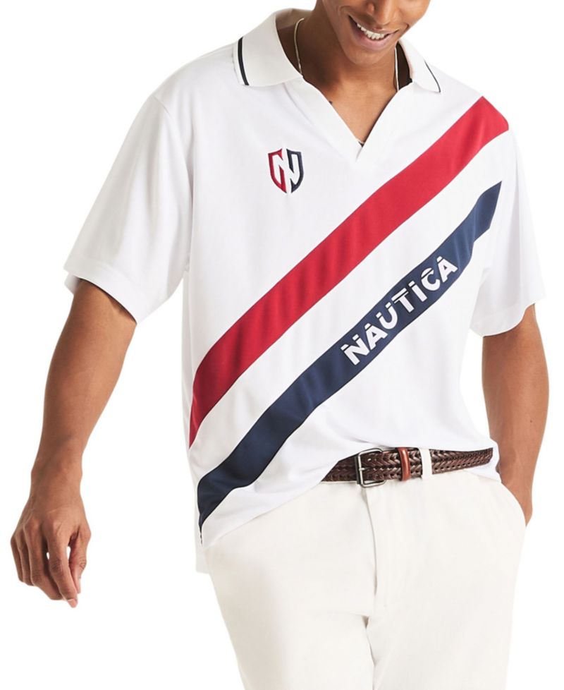 Men's Diagonal Blocking Johnny Collar Polo Shirt