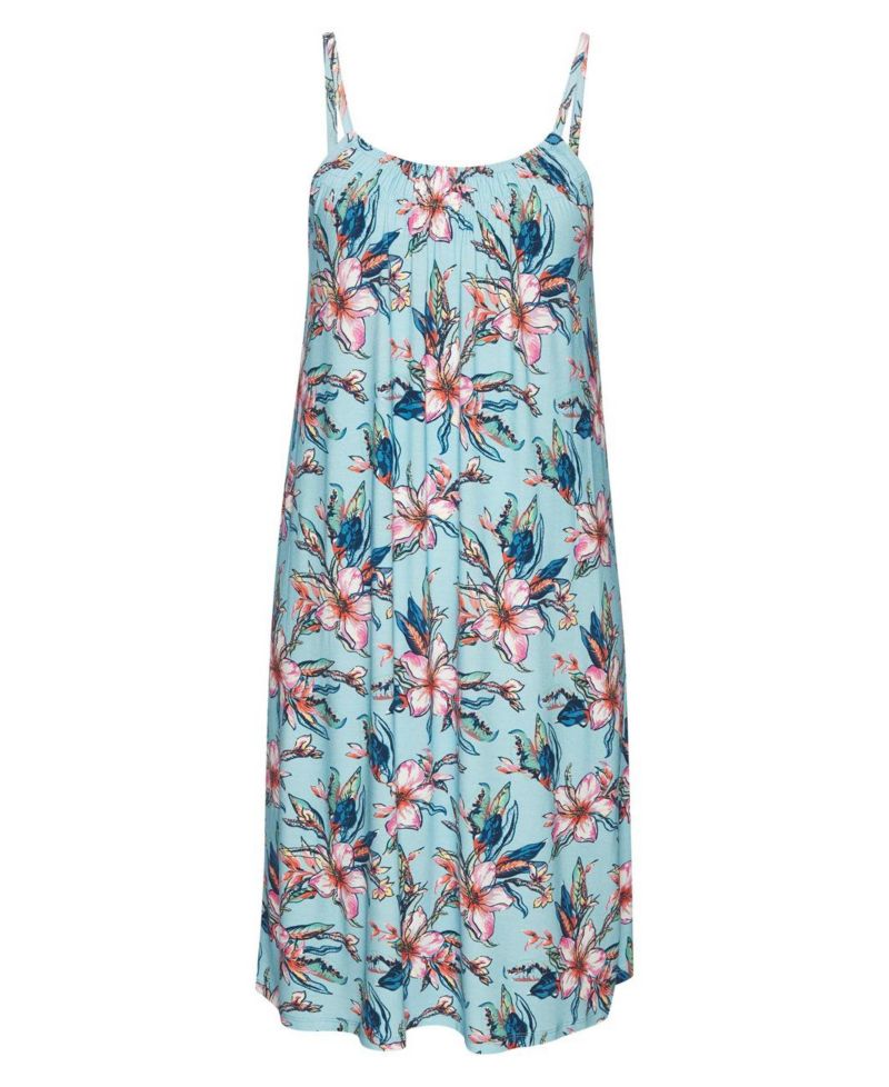Women's Viscose Floral Print Sleeveless Scoop-Neck Short Dress