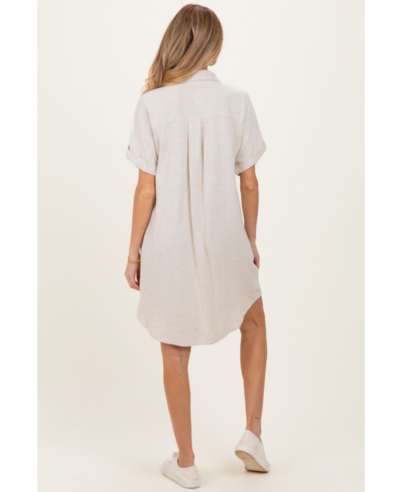 Women's Sage Dolman Sleeve Linen Shirt Dress