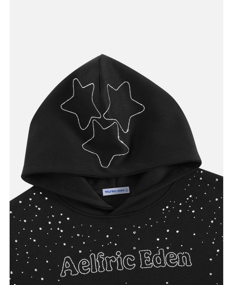 Men's Boxy Rhinestone Star Pullover Hoodie
