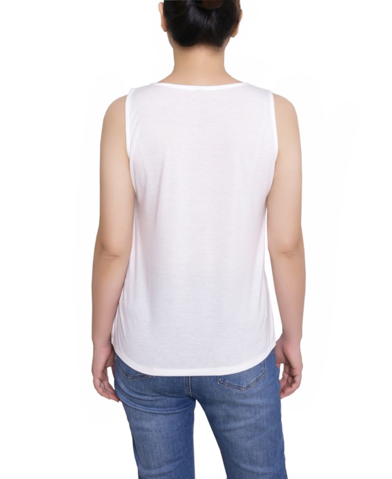 Petite Sleeveless V Neck Blouse