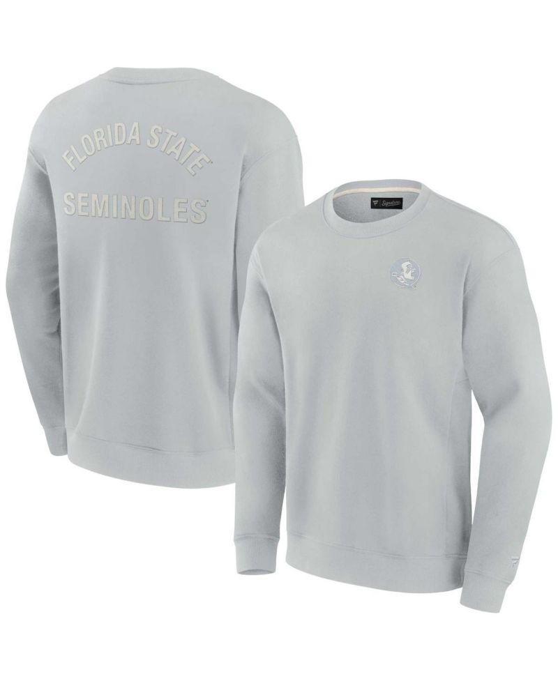Men's and Women's Gray Florida State Seminoles Super Soft Pullover Crew Sweatshirt