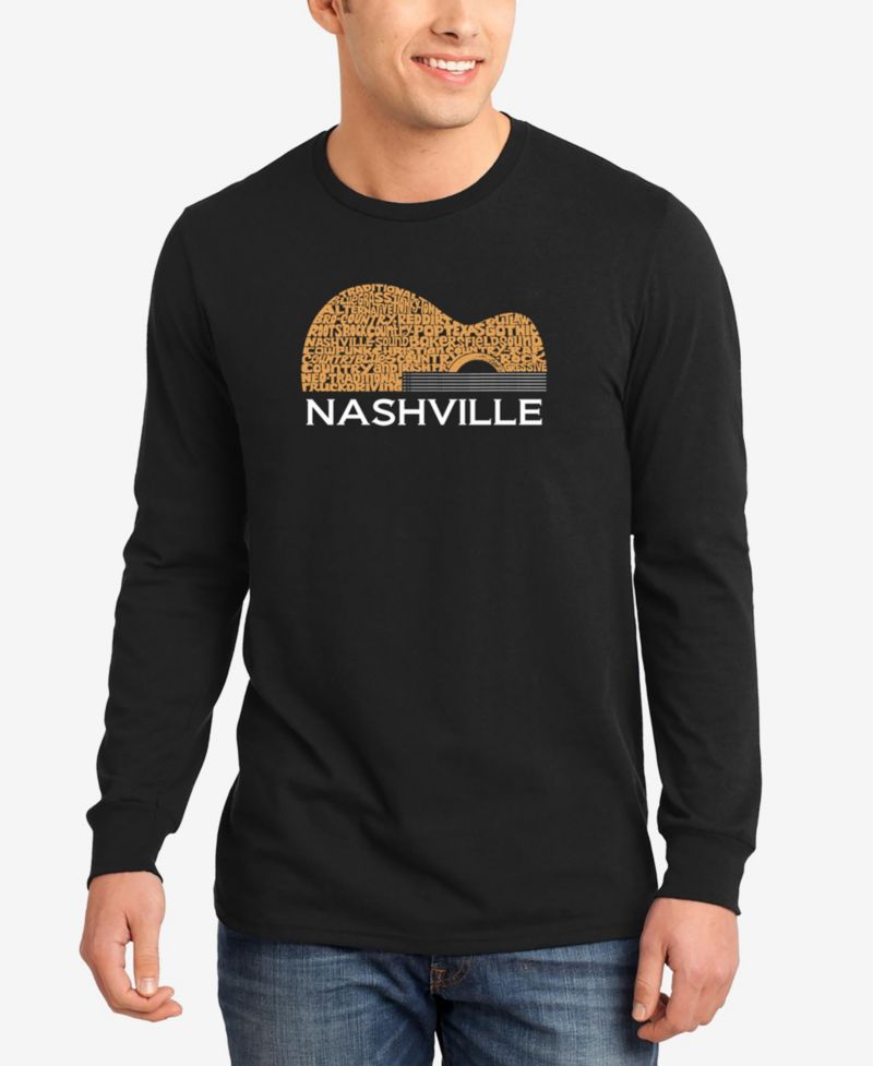 Men's Nashville Guitar Word Art Long Sleeve T-shirt