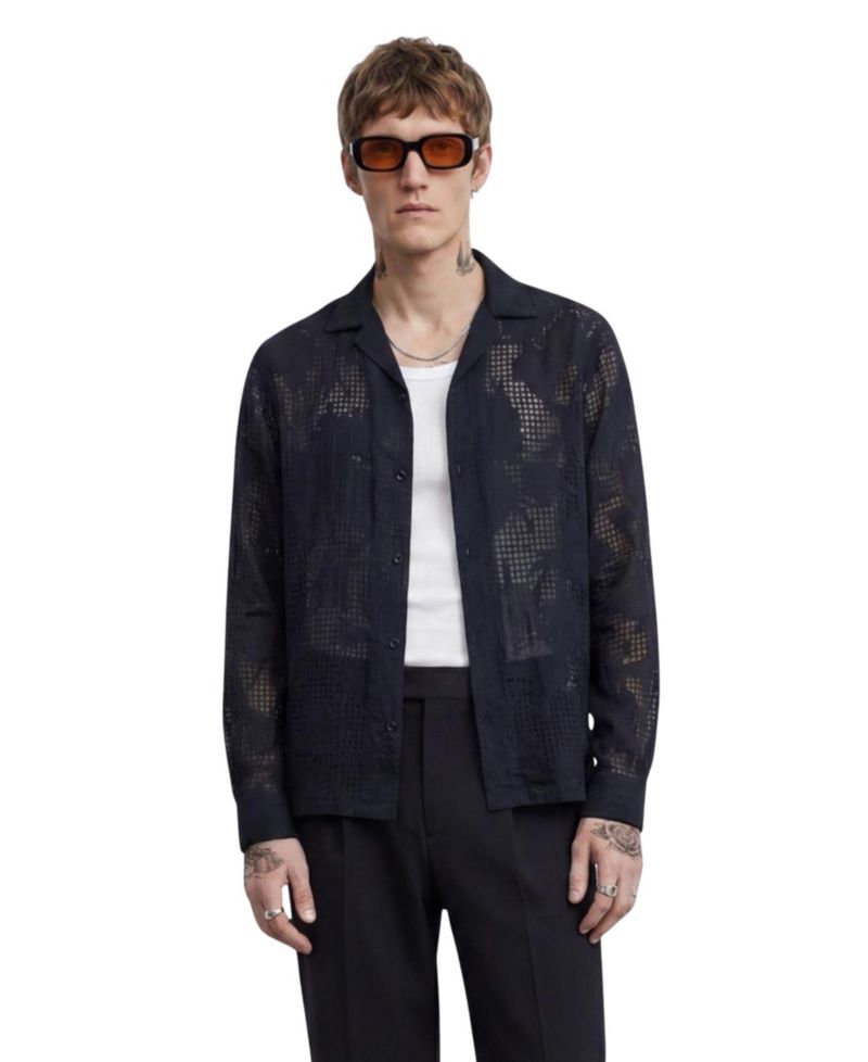 Men's Ethan Floral Burnout Revere Collar Shirt