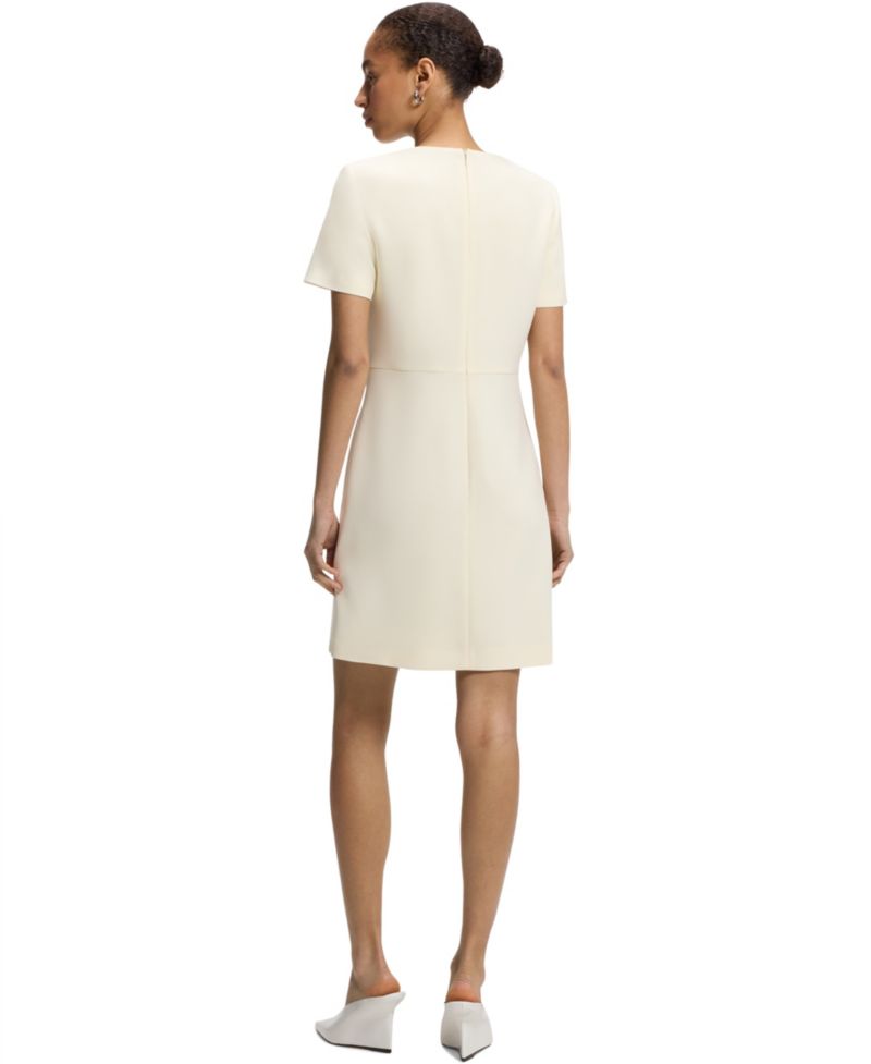 BOSS by Women's Dinderah Japanese Crepe Short-Sleeve Shift Dress with Pockets