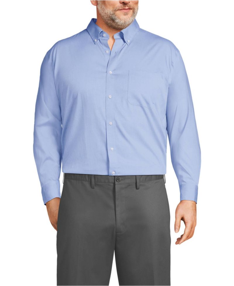 Men's Traditional Fit Solid No Iron Supima Pinpoint Button-down Collar Dress Shirt