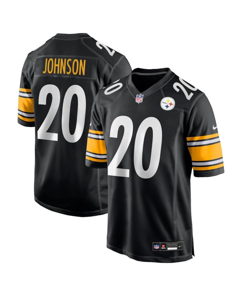 Men's Kaleb Johnson Black Pittsburgh Steelers Team Game Jersey