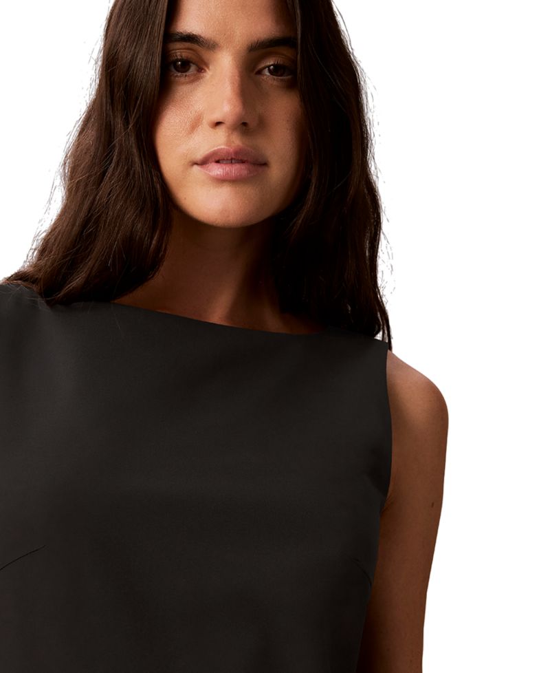 Women's Sleeveless Boat Neck Flared Mini Dress