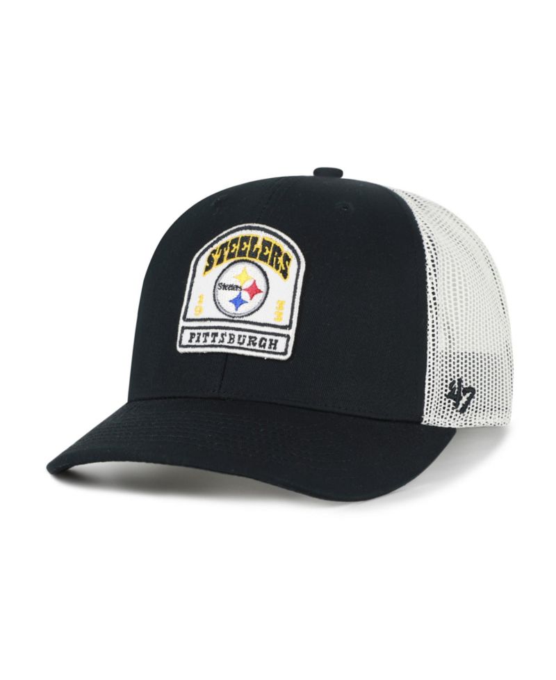 Men's '47 Black Pittsburgh Steelers Headstone Trucker Adjustable Hat