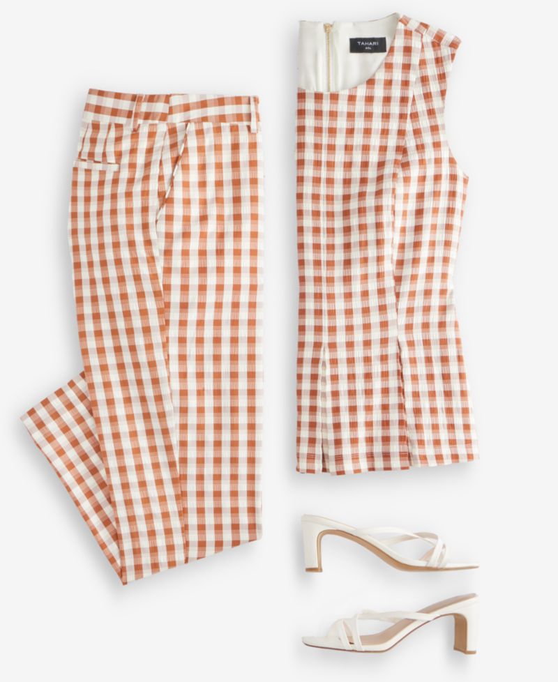 Women's Gingham Cropped Slim Pants