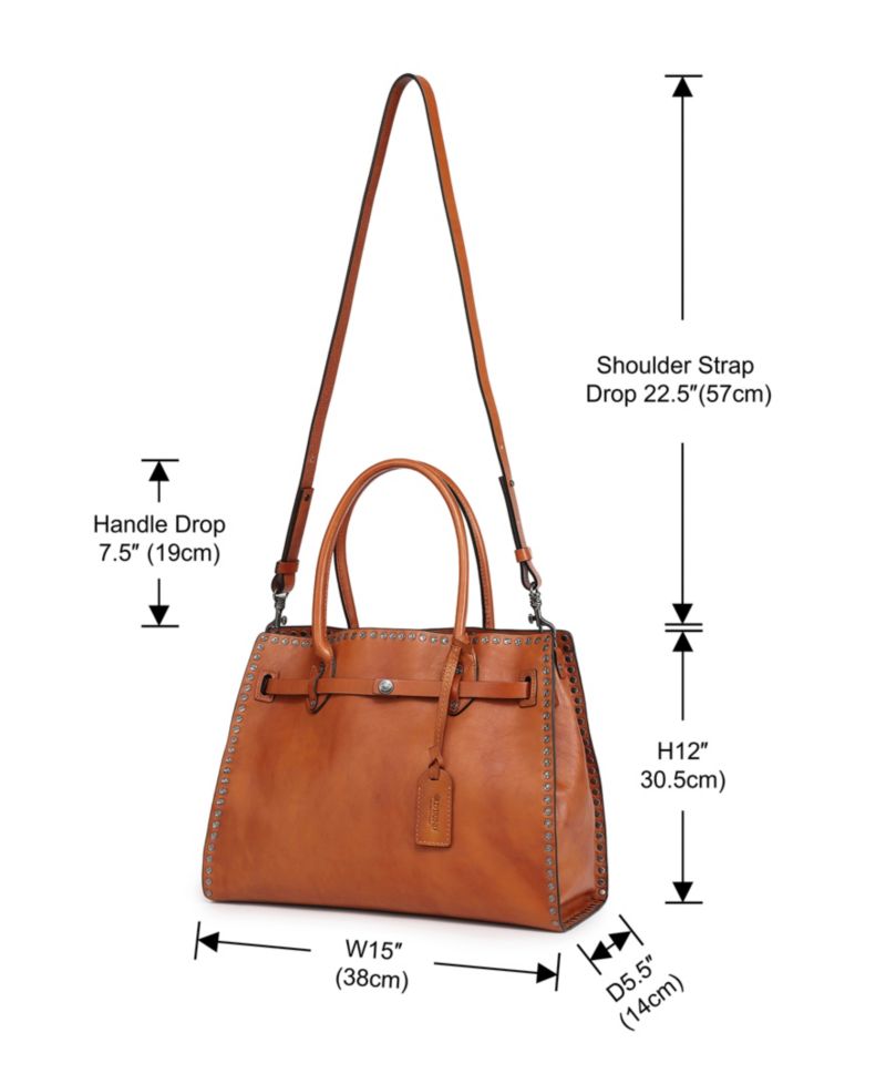 Westland Large Studded Leather Satchel Bag