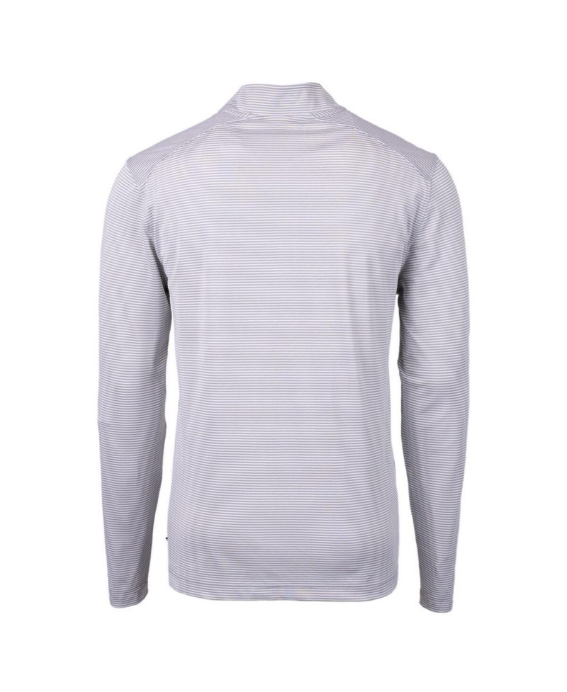 Men's Gray/White New York Yankees Virtue Eco Pique Micro Stripe Quarter-Zip