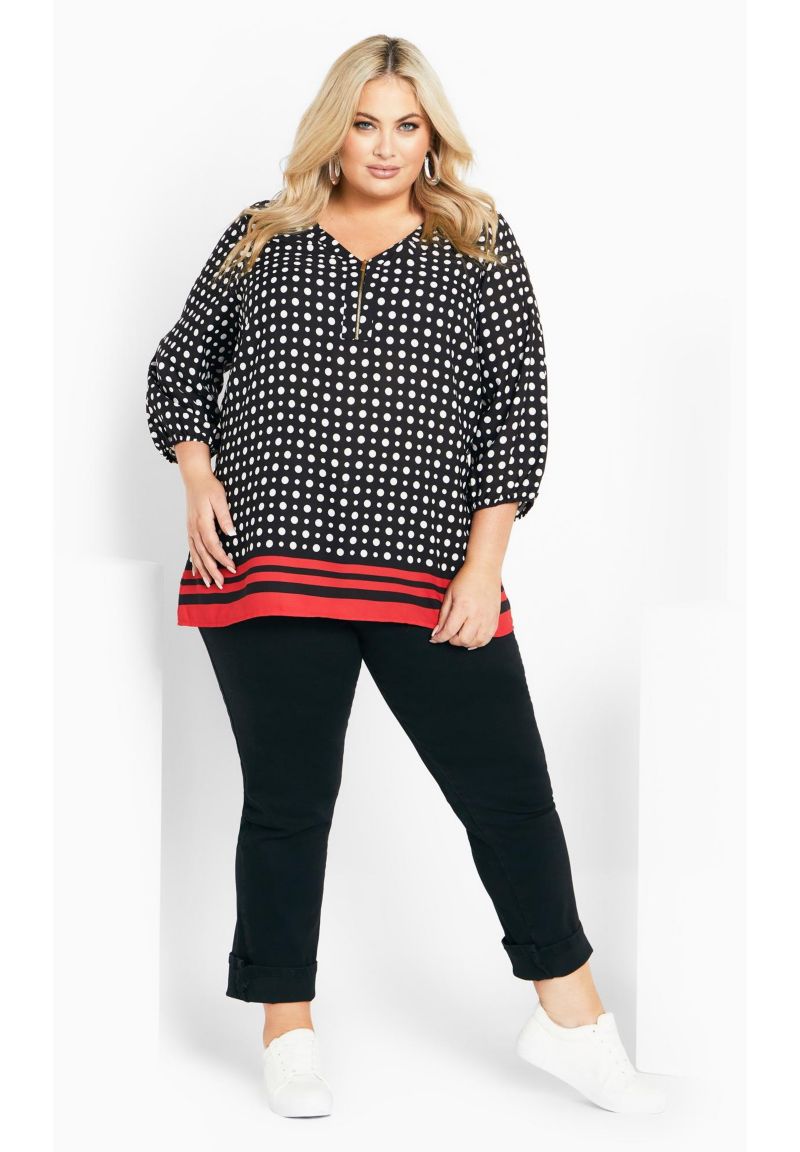 Women's Plus Size Malia Zip Border Top
