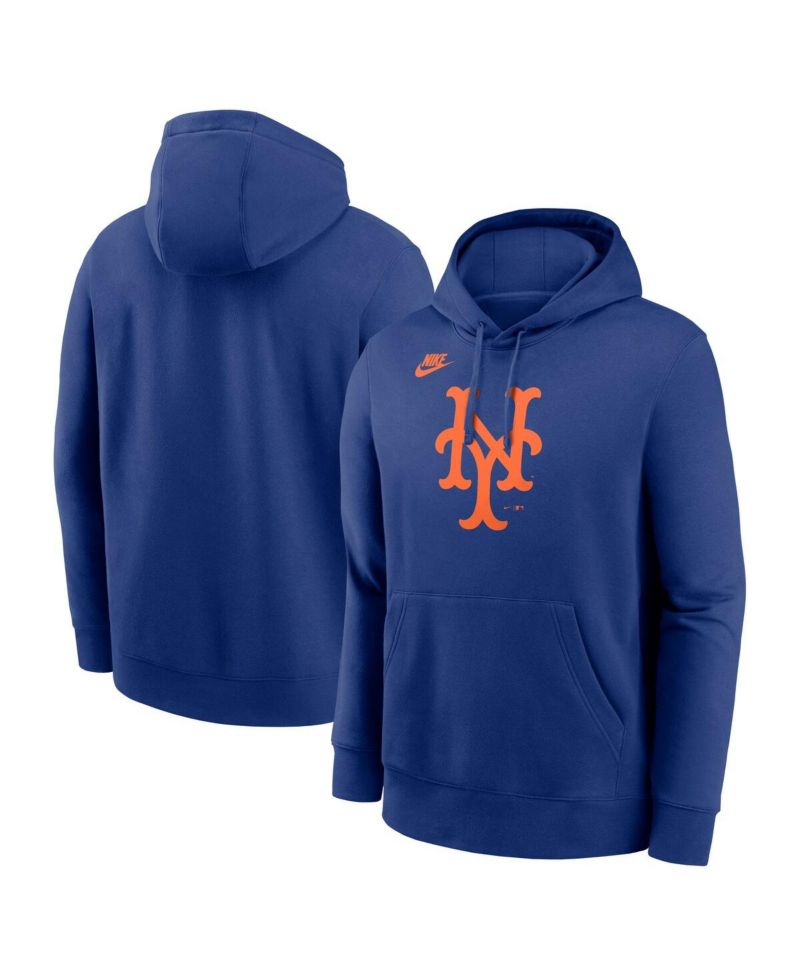 Men's Royal New York Mets Cooperstown Collection Logo Club Pullover Hoodie