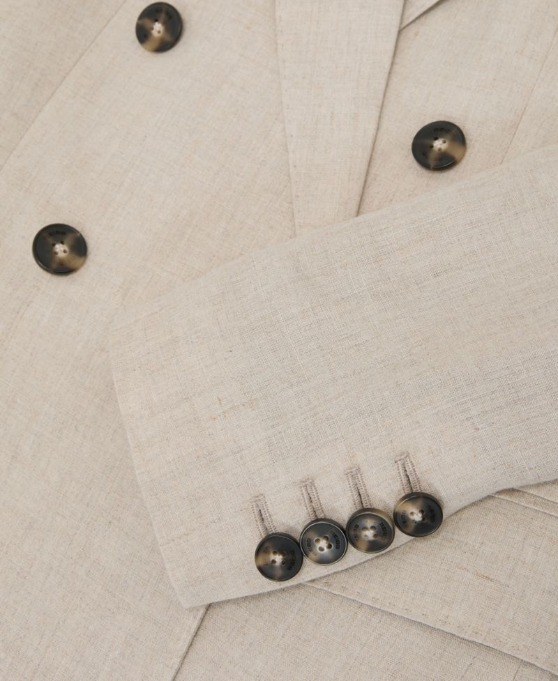 Women's Kit Linen Double-Breasted Peak Lapels Blazer
