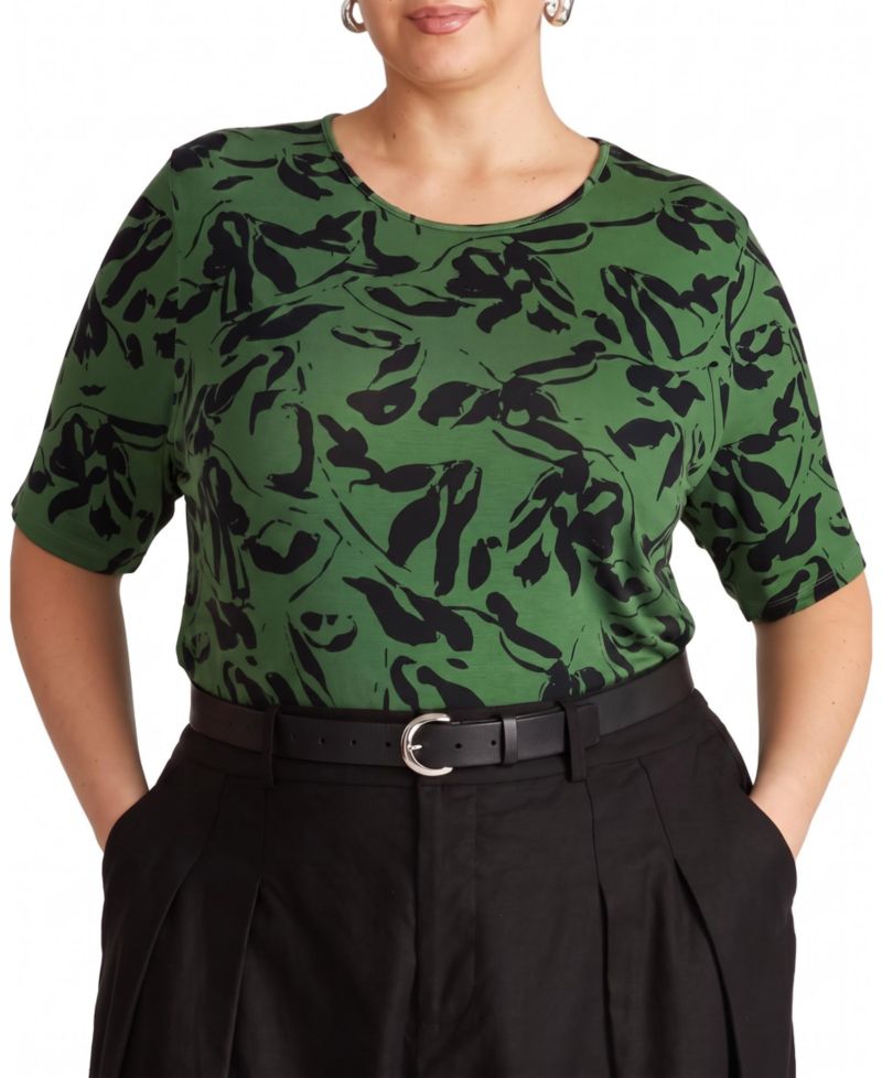 Plus Size Liquid Jersey Crew Neck Stovepipe Tee