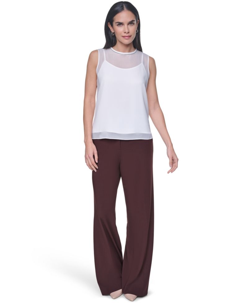 Women's Crewneck Sleeveless Blouse With Slip